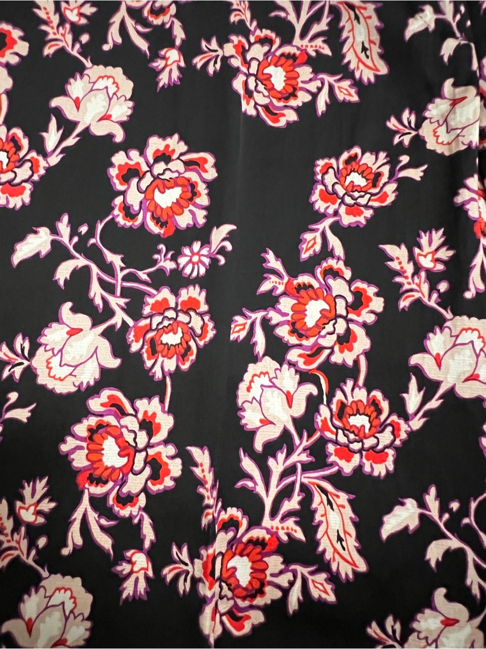 Floral Print Tapered Pants - Black with Red Floral - Picture 7 of 9